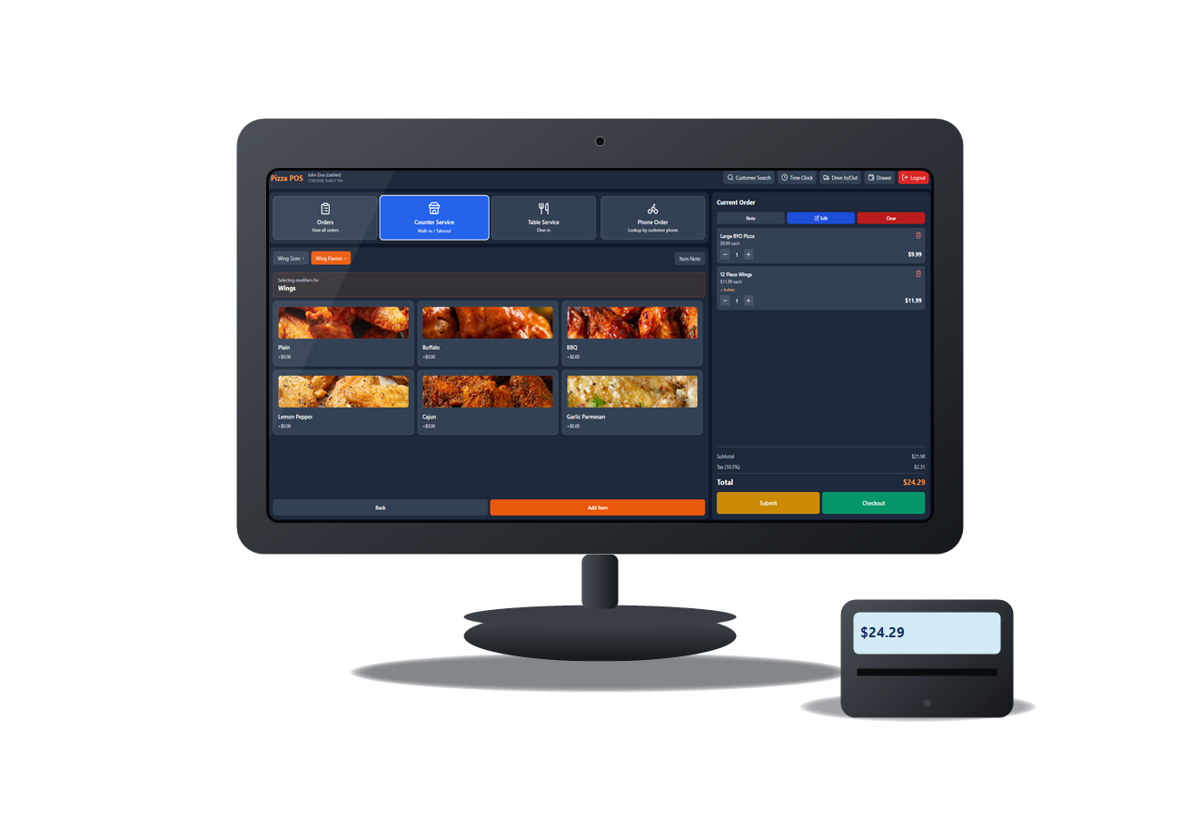 Beluga POS checkout screen on a countertop terminal
